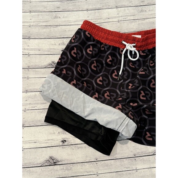 SLUNKS Mens Volleyball Lined Shorts Sz M Red Rock Logo Pattern Beach Gym Workout - Picture 16 of 16